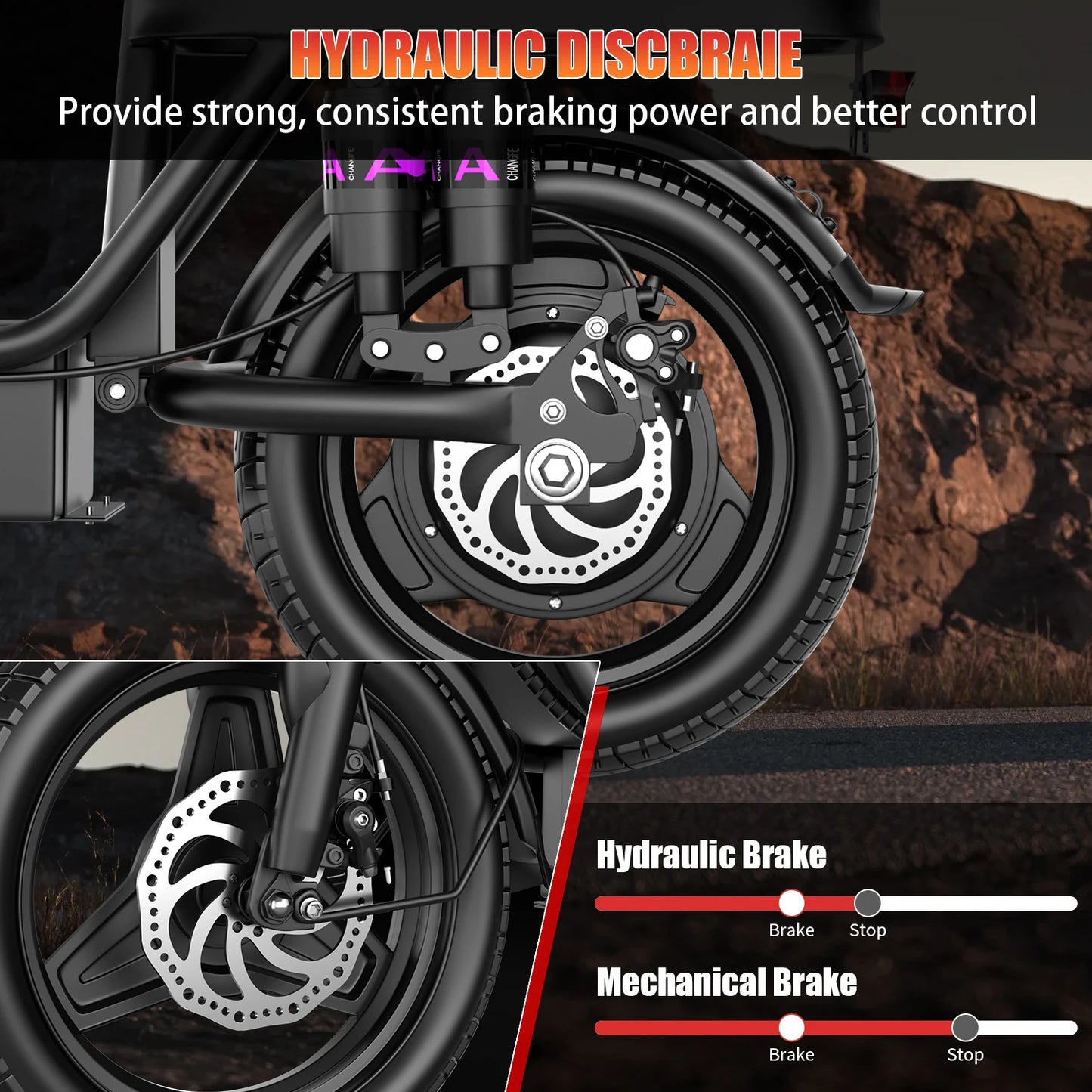 UPlee GQ8 Adult Electric Bike 500W Peak Motor 48V 15AH electric scooter 14 Inch fat tire Full Shock Foldable with trunk e bike