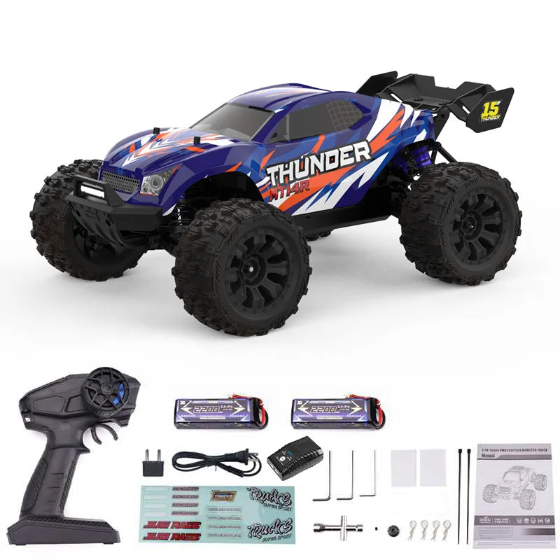 MT14R 1/14 RC Car JIUSI Brushless 80km/h 2.4G Remote Control Car High Speed Off-road Racing Car 23-26 mins Working Time RC Toys