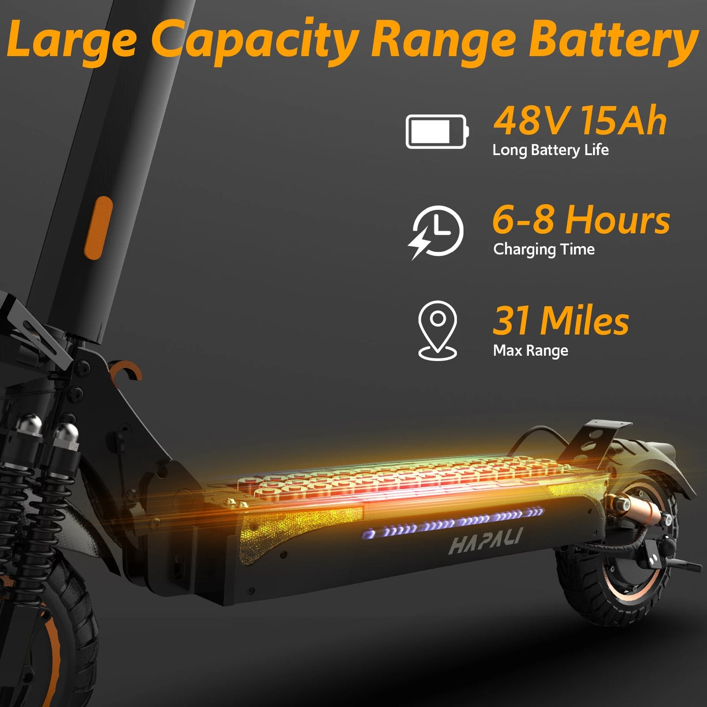 Off Road Electric Scooter, 1200W Motor, 31 Miles Range, 31 MPH, 11" All Terrain Tire, E-Scooter for Adults with Double Suspension & Side Light Disc Brakes