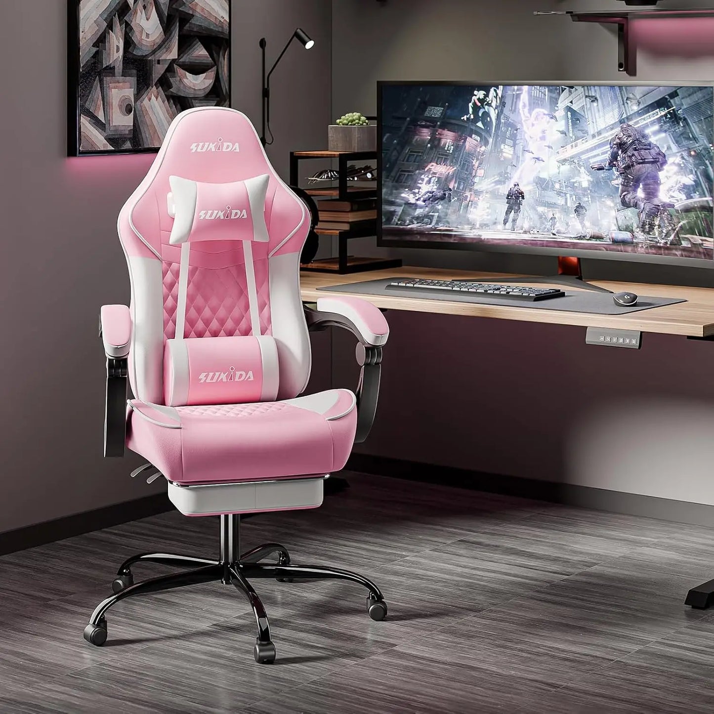 Ergonomic Video Gamer Chairs Gaming Computer Chairs Gamer Chairs for Adults Massage Lumbar Support Swivel Height, Customized