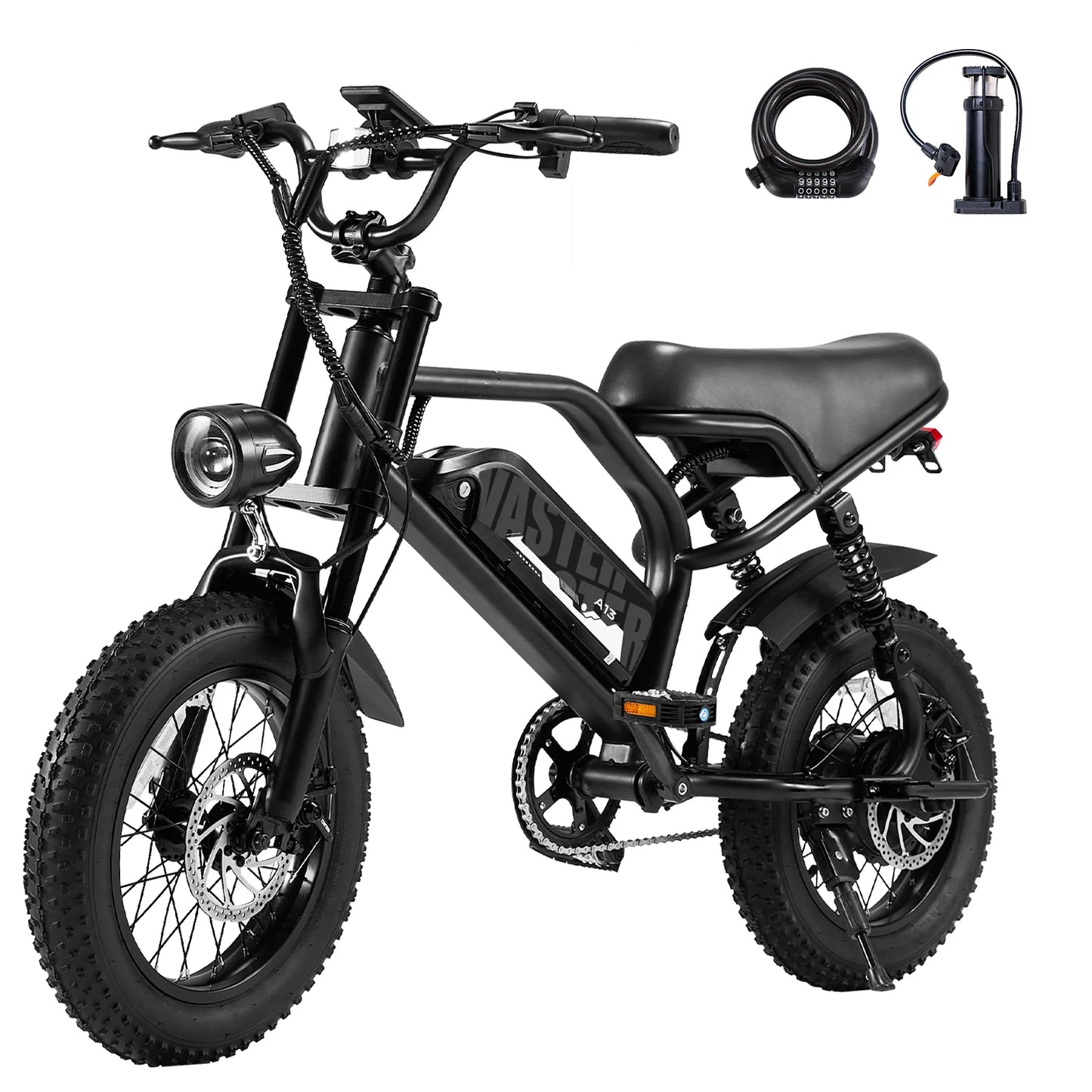 VDL Mountain Electric Bike , 16" Fat Tire Ebike, Wider Seat 250W Peak Motor, Removable Battery, Front Fork Suspension