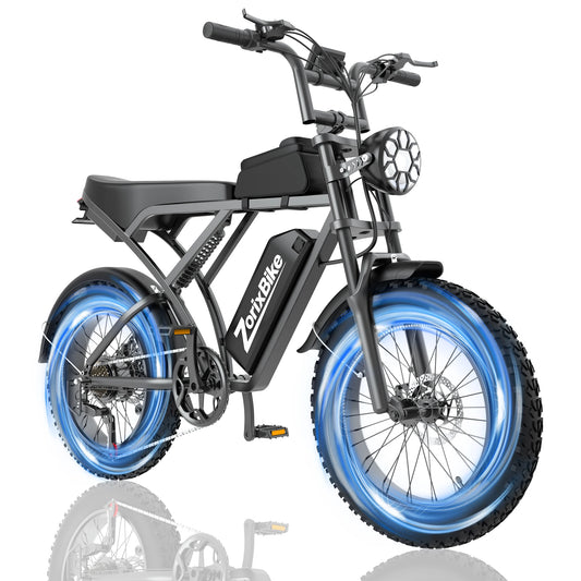 ZorixBike Z6 Adult Ebike 1500W Motor 48V20Ah Lithium Battery High-Tensile Steel Frame Full-Color LED Display 7-Speed Gears