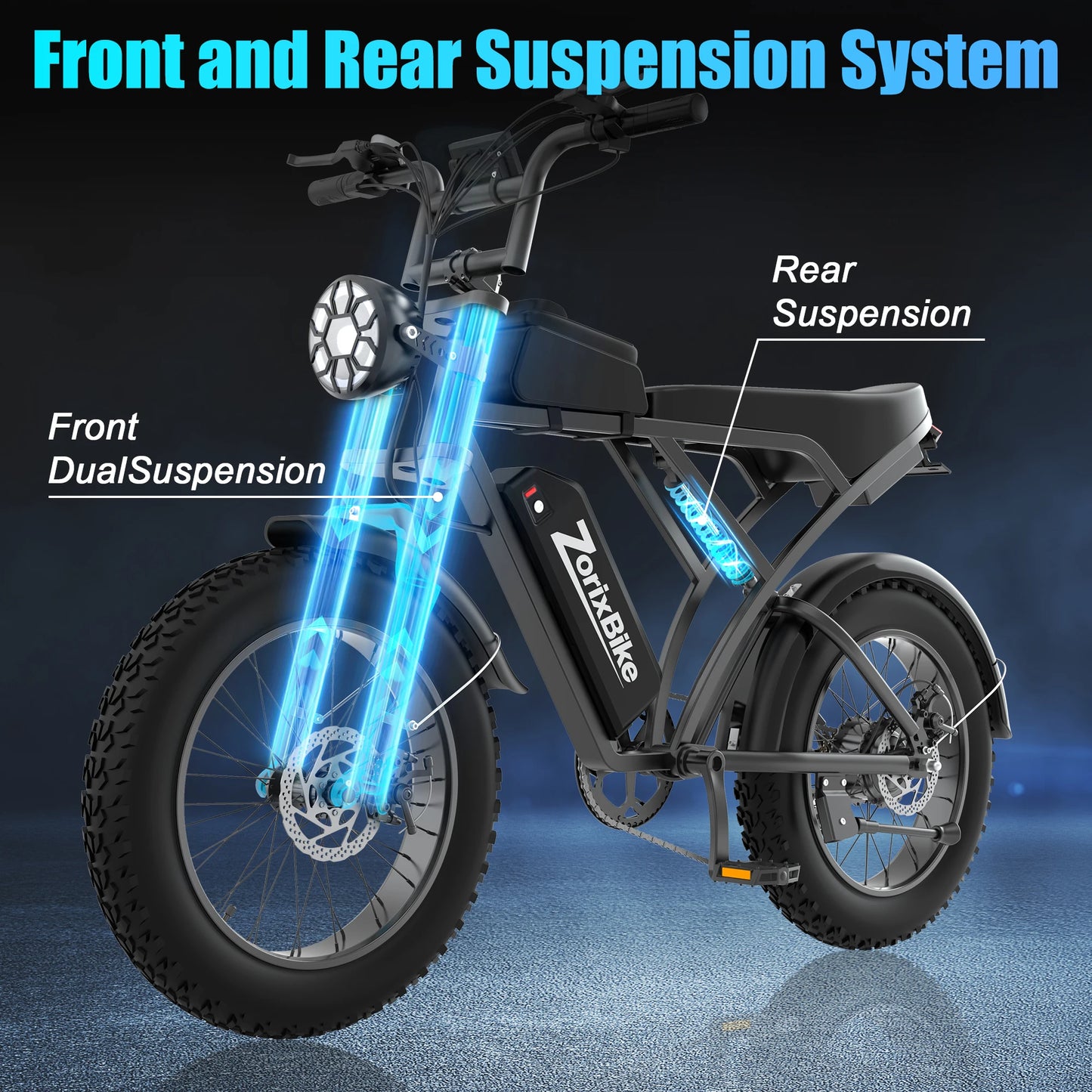 ZorixBike Z6 Adult Ebike 1500W Motor 48V20Ah Lithium Battery High-Tensile Steel Frame Full-Color LED Display 7-Speed Gears
