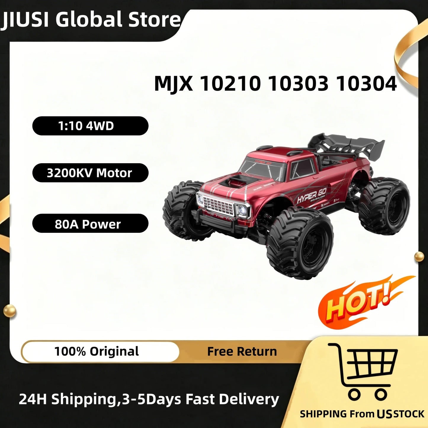 For Adult Shipping From US HYPER GO MJX 10210 10303 10304 1:10 Rc Car Off Road 4X4 Remote Control Rc Truck Rc Toys Car 2.4G Brushless High Speed RC