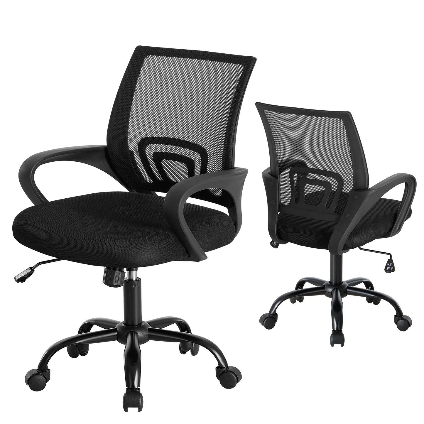 JHK Ergonomic Office Desk Gaming Chair Mid Back with Lumbar Support Rocking Mode Height Adjustable with Fixed Armrest For Office