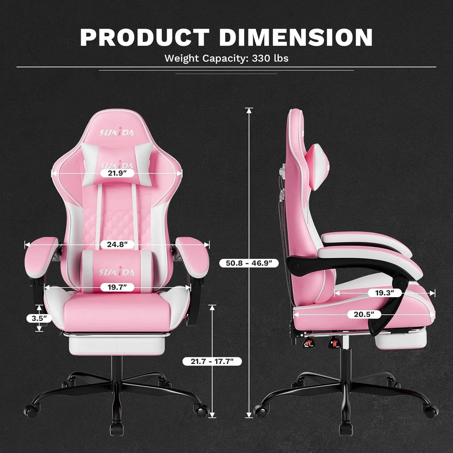 Ergonomic Video Gamer Chairs Gaming Computer Chairs Gamer Chairs for Adults Massage Lumbar Support Swivel Height, Customized