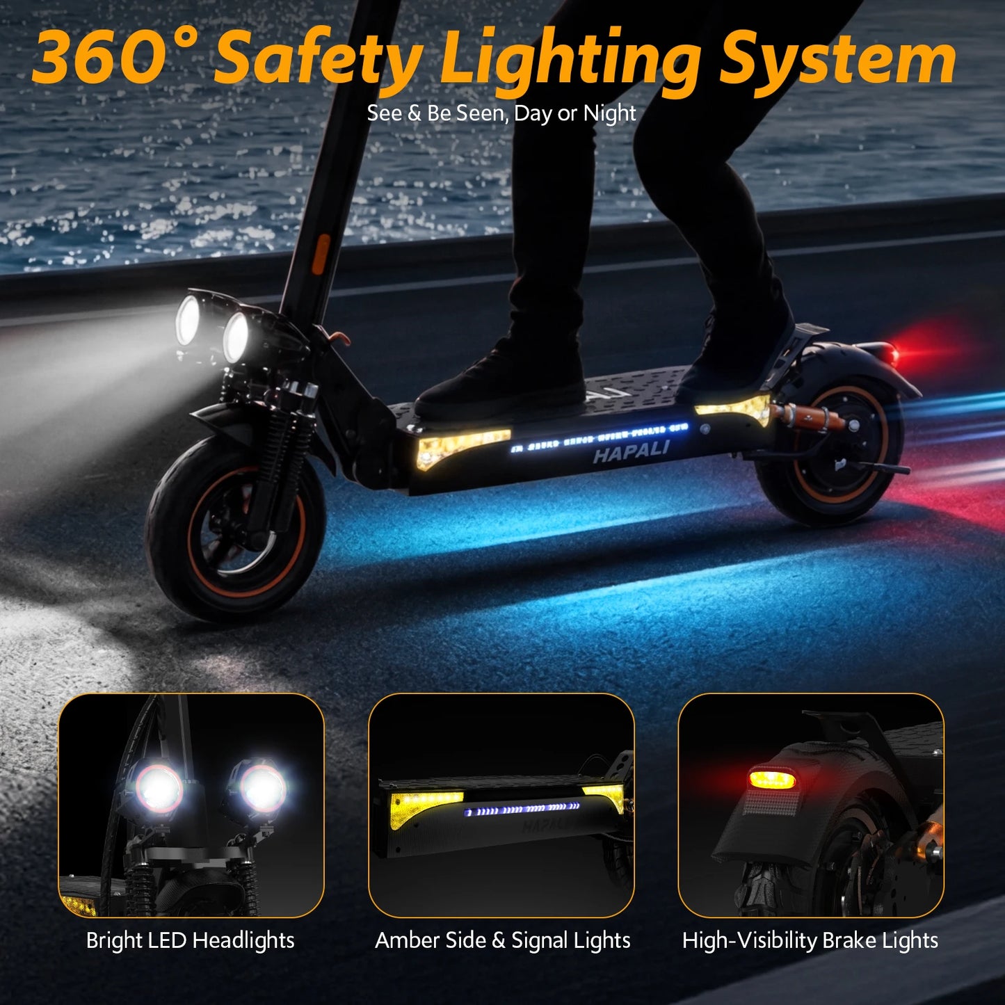 Off Road Electric Scooter, 1200W Motor, 31 Miles Range, 31 MPH, 11" All Terrain Tire, E-Scooter for Adults with Double Suspension & Side Light Disc Brakes