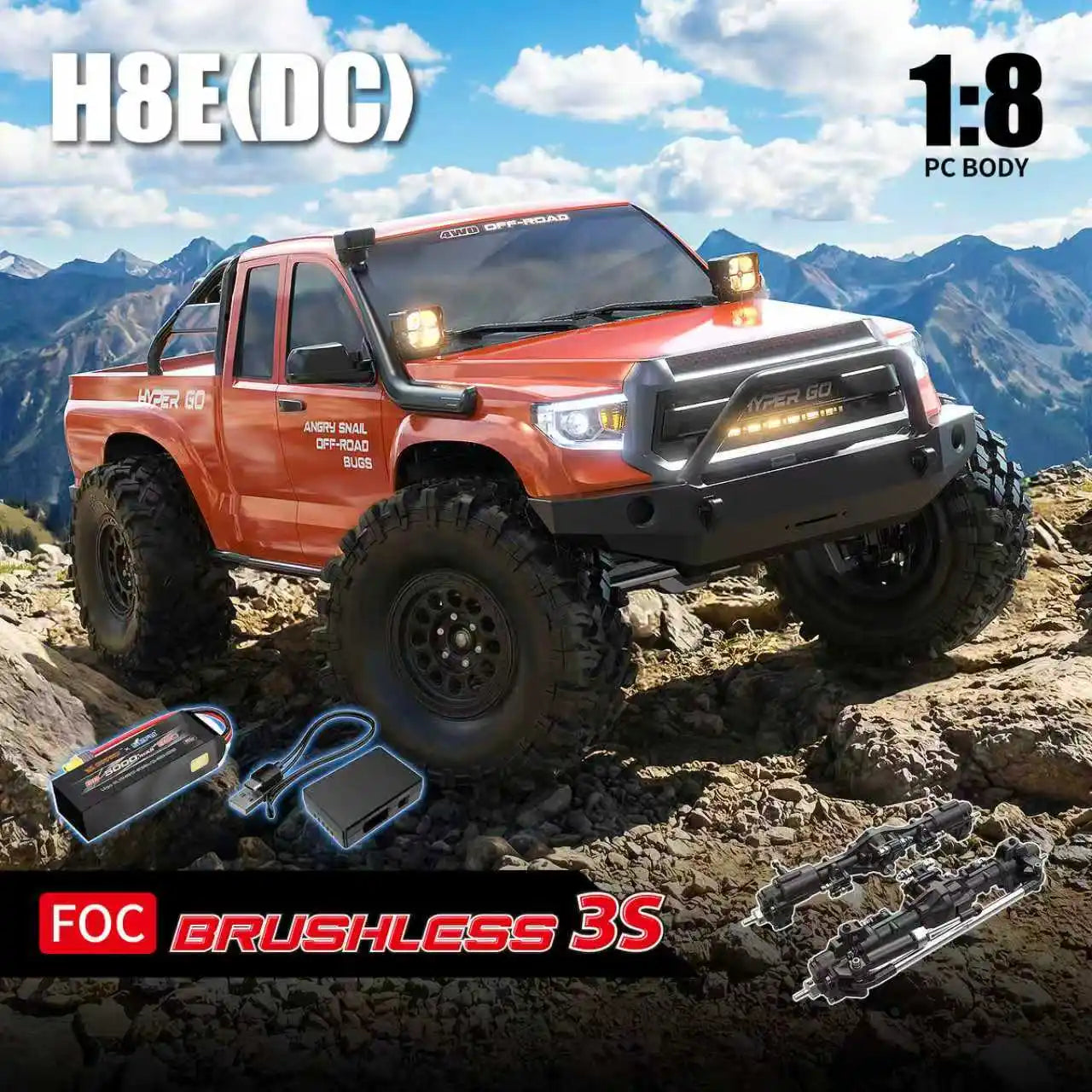 RC Adult Off Road 4X4 HYPER GO MJX H8E 1:8  Rc Toys CarRemote Control Rc Truck Rc Crawler 2.4G Brushless High Speed