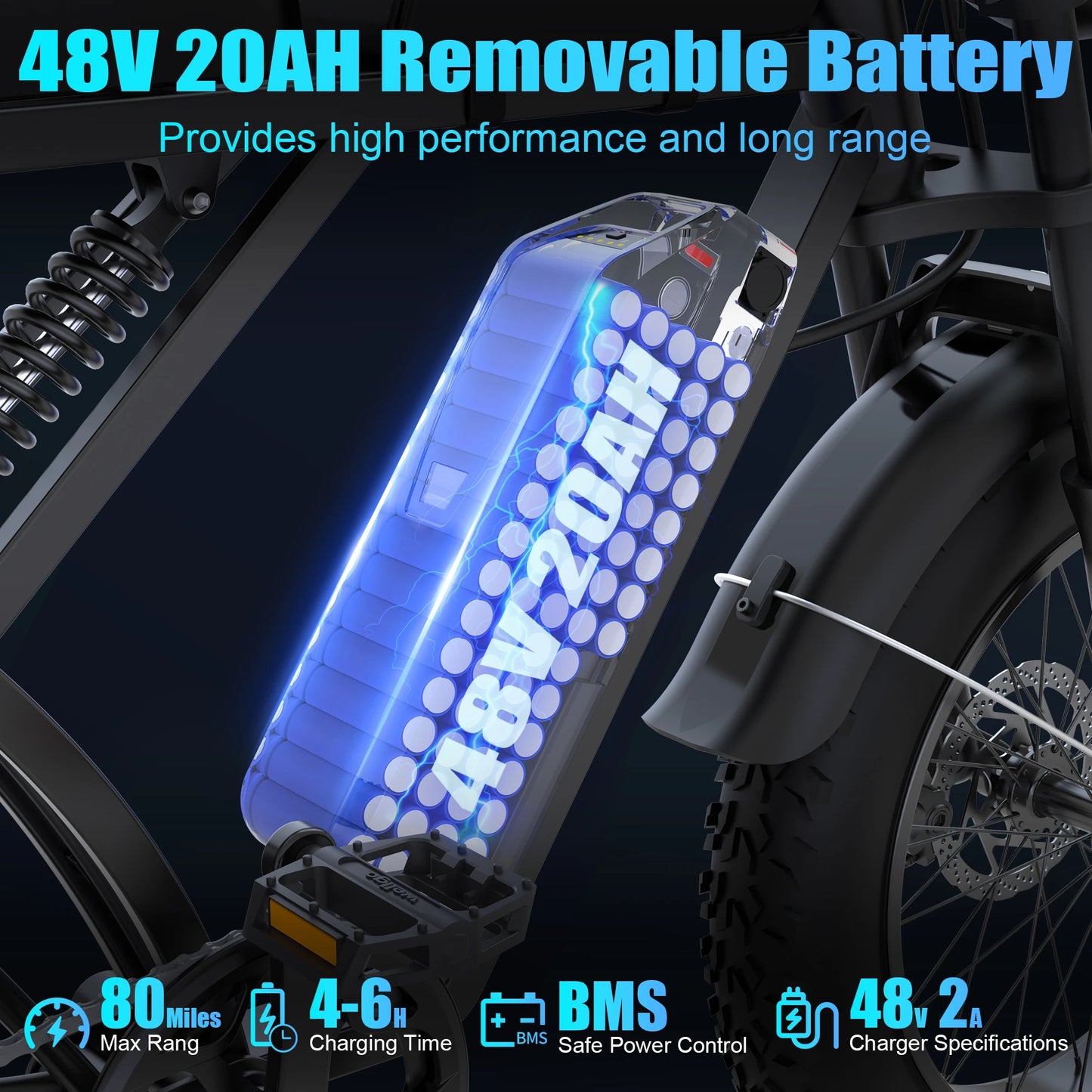 ZorixBike Z6 Adult Ebike 1500W Motor 48V20Ah Lithium Battery High-Tensile Steel Frame Full-Color LED Display 7-Speed Gears