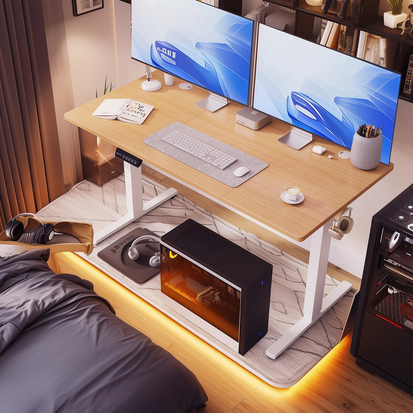 JHK 63x24 Inch Electric Standing Desk Ergonomic Height Adjustable Stand Up Sit Stand Computer Workstation Work Table For Office