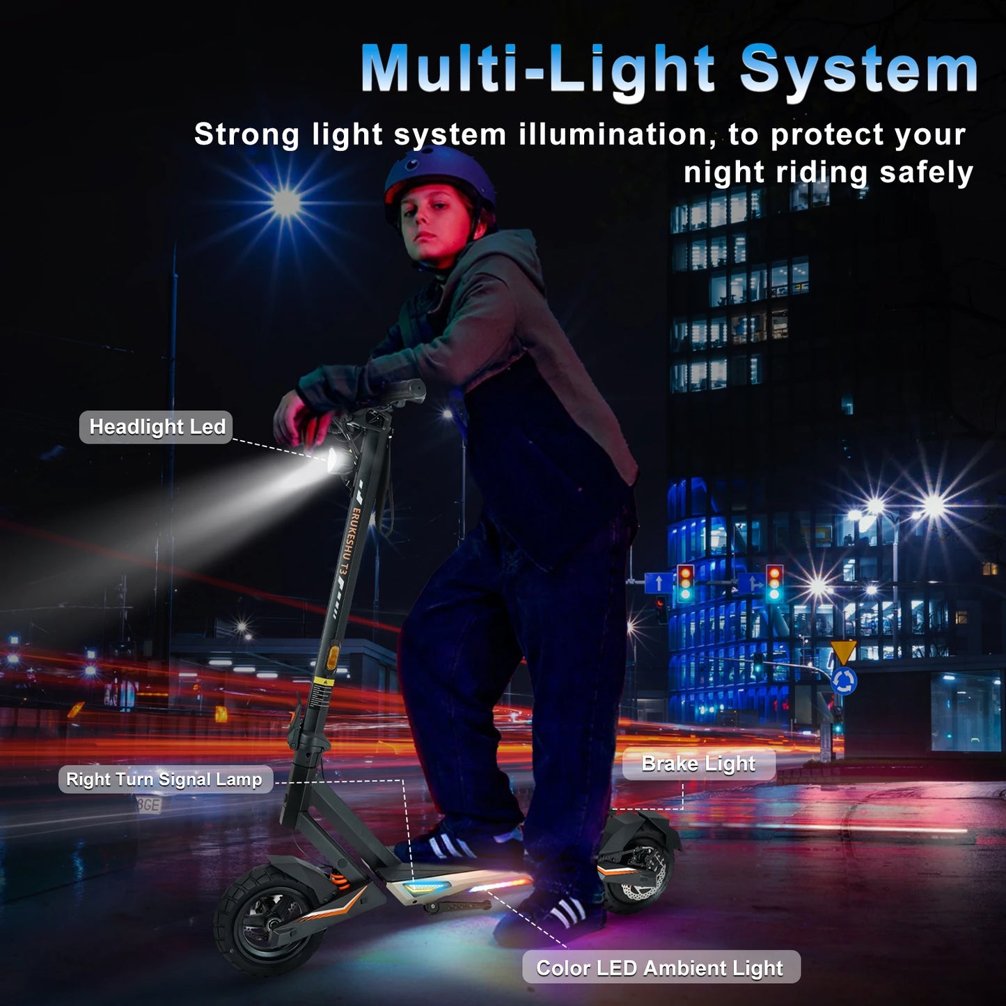 Electric Scooter 1500W Motor for Adults, 48V Battery, 40mph Max Speed, Up to 45 Miles Range, 10 Inch Tires