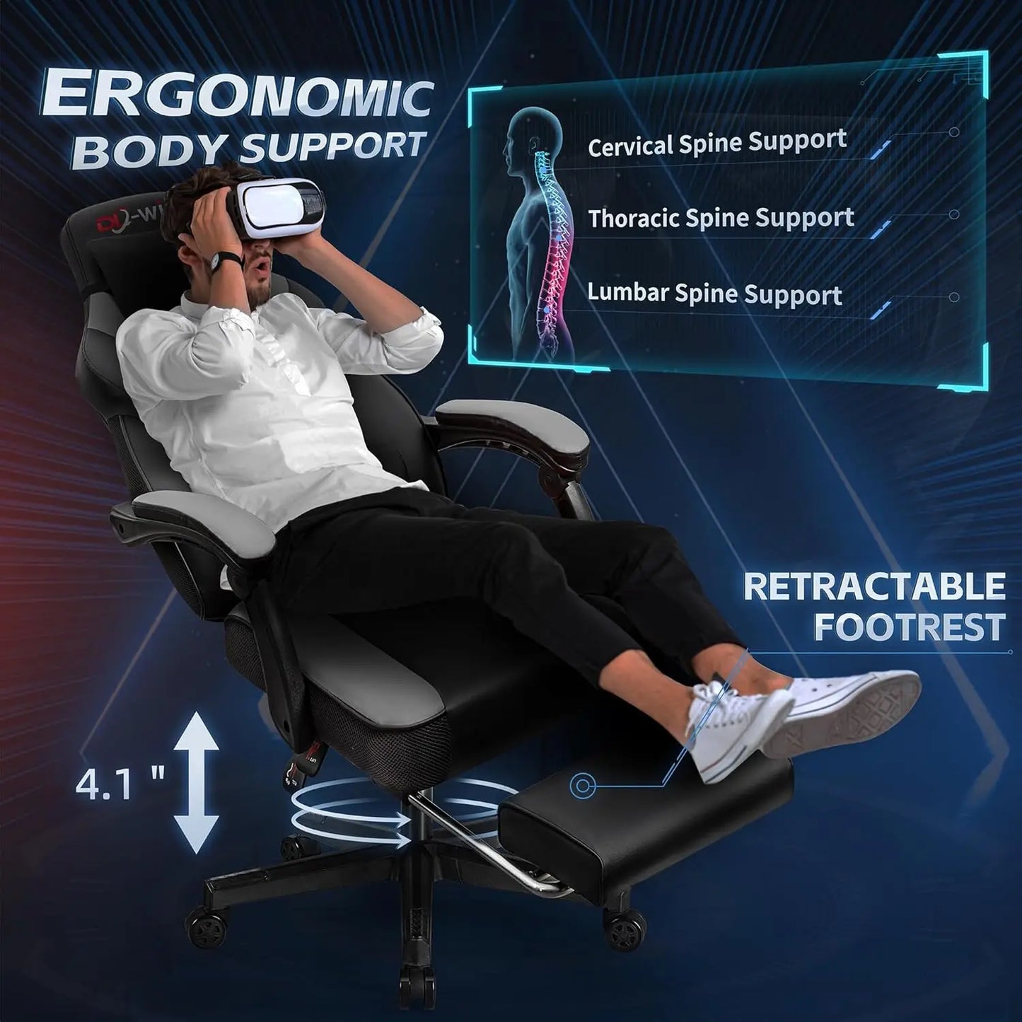 Gaming Chairs for Adults, Computer Chair with Footrest and High Back, Big and Tall Gamer Chair's with Massage, Customized
