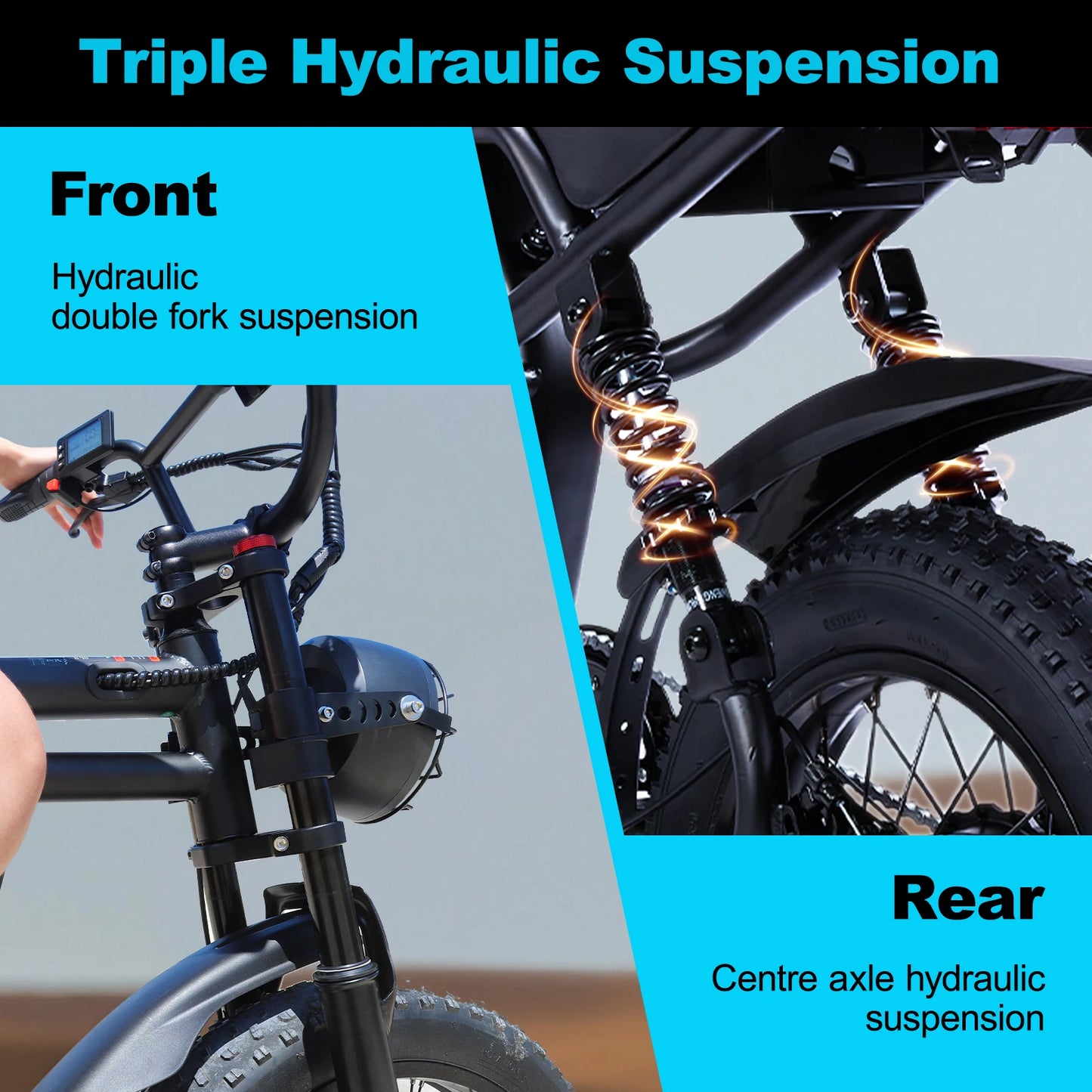 VDL Mountain Electric Bike , 16" Fat Tire Ebike, Wider Seat 250W Peak Motor, Removable Battery, Front Fork Suspension