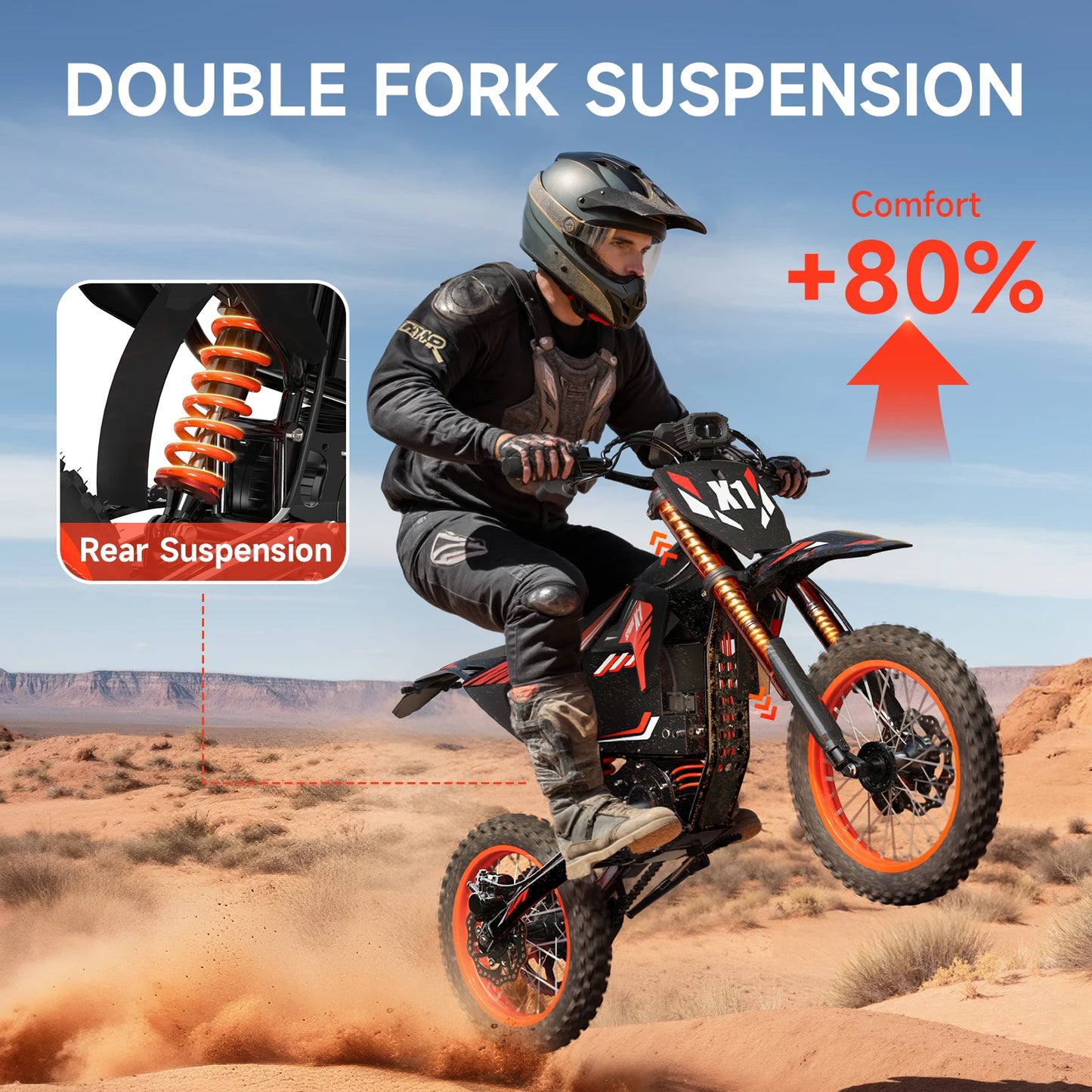 Electric Dirt Bike for Adults Teens 4500W Peak 60V 28.8Ah Battery Up to 60 Miles 50MPH Electric Motorcycle 14"/12" Fat Tire Mountain Off-Road E-Bike